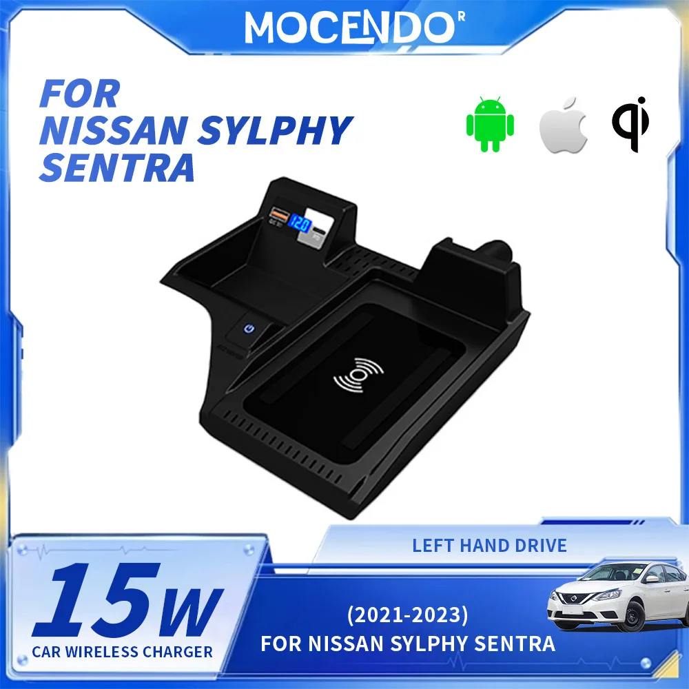

For Nissan Sylphy Sentra 2020 2021 2022 2023 15W Car wireless phone charger fast charging holder charging pad