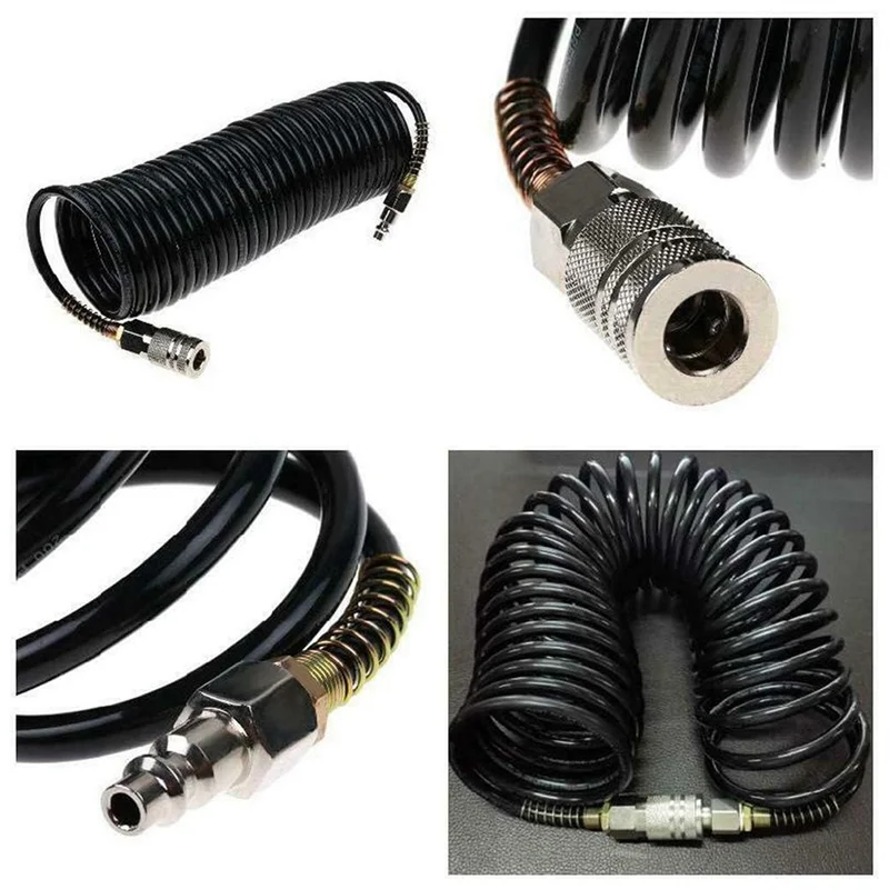 خرطوم هواء A64Z، خرطوم ضاغط هواء نكص من البولي إيثيلين بطول 25 قدمًا مع مقيد بيند، توصيل سريع من النحاس النقي الصلب 1/4 #4