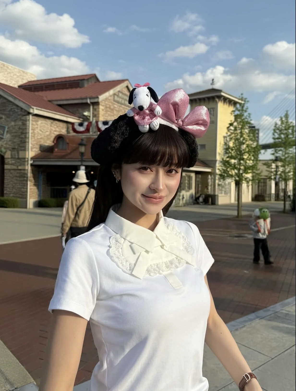 Elegant Slimming Short Sleeve T-Shirt with Lace Collar And Knot High Quality Women's Fashion Commute Style Regular Fit