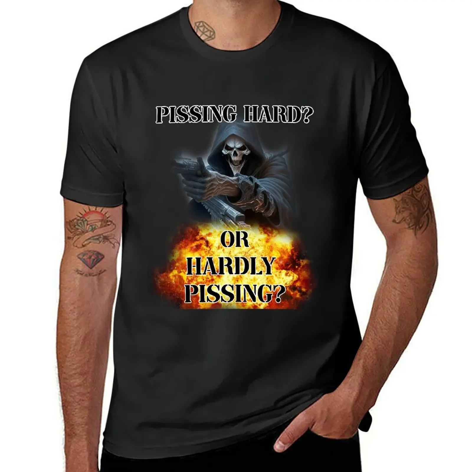 pissing hard or hardly pissing T-Shirt customs Blouse customizeds blanks T-shirt men