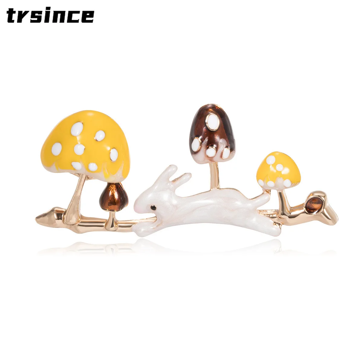 Fashion Beautiful and Lovely Plant Brooch Unisex All-match Alloy Dripping Oil Rabbit Mushroom Brooch