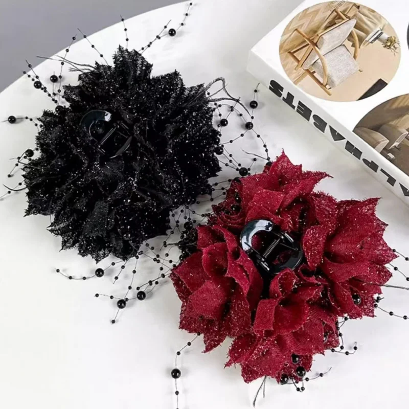 Klip Hiu Mengkilap Serbaguna dengan Rumbai Meningkatkan Volume Rambut Aksesori Rambut Elegan Baru ﻿