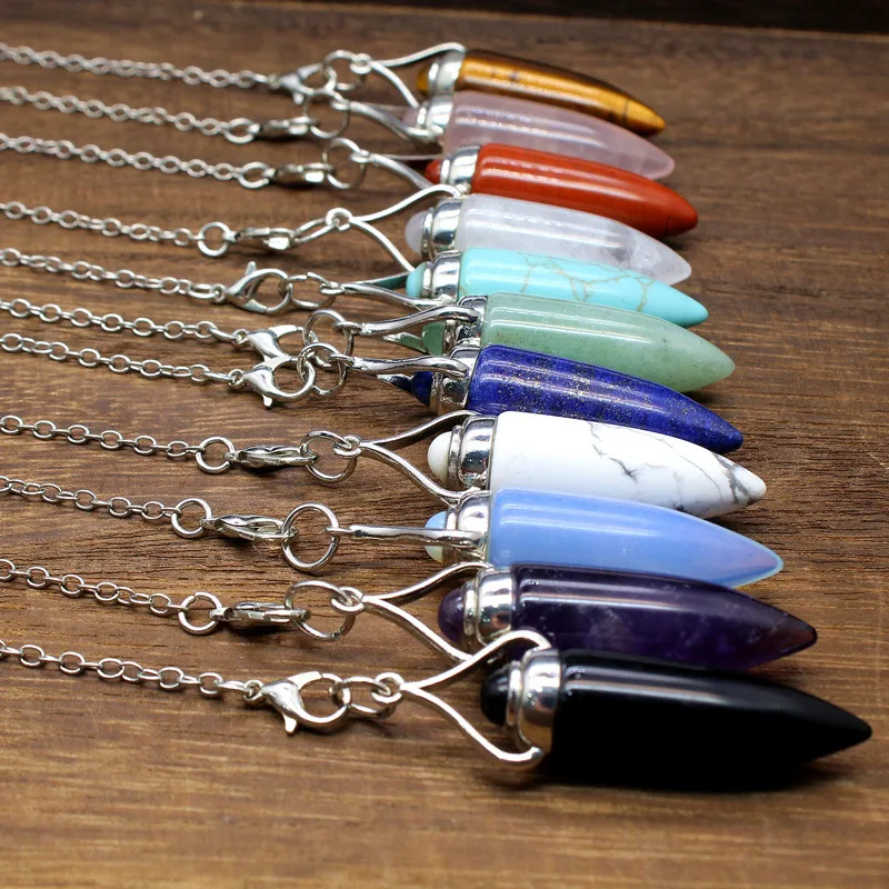 Polly Natural Stone Pendulum for Dowsing Women Man Pendant Reiki Amethysts Crystal Pendulums Divination Pendule Jewelry