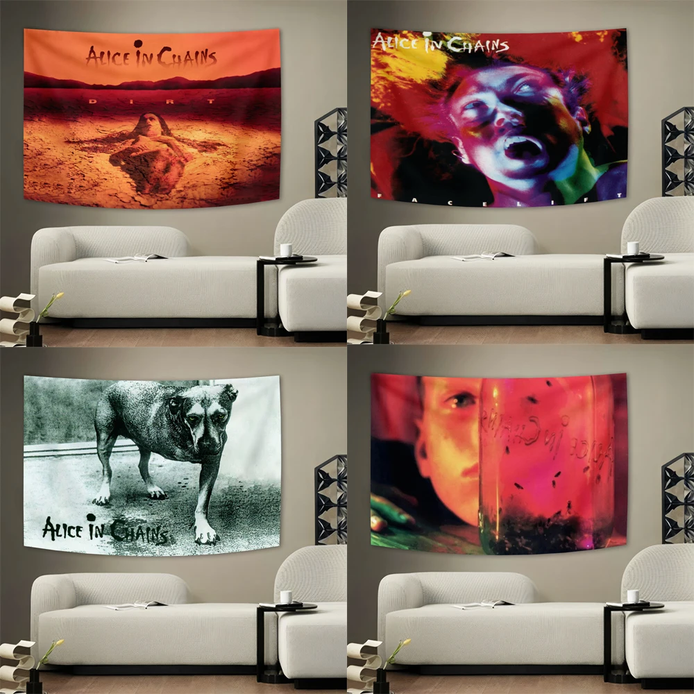 AAlice‘s In Chains Rock Music Tapestry Flag Banner Huge3x5Ft Fabric Poster Tapestry Flag Album Cover For Bedroom Living Room