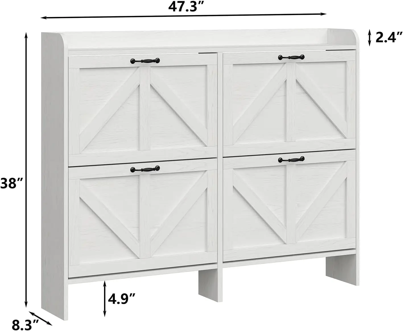 Shoe Storage Cabinet with 4 Flip Drawers, Freestanding Shoe Rank, Shoe Cabinet with Mental Legs for Entryway