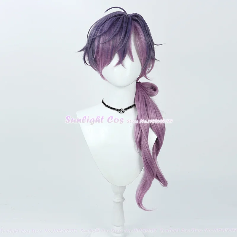 Vtuber Cosplay NIJISANJI Uki Violeta Cosplay Wig 67cm Dark Purple Gradient Wig Heat Resistant Synthetic Hair Anime Role Play Wig