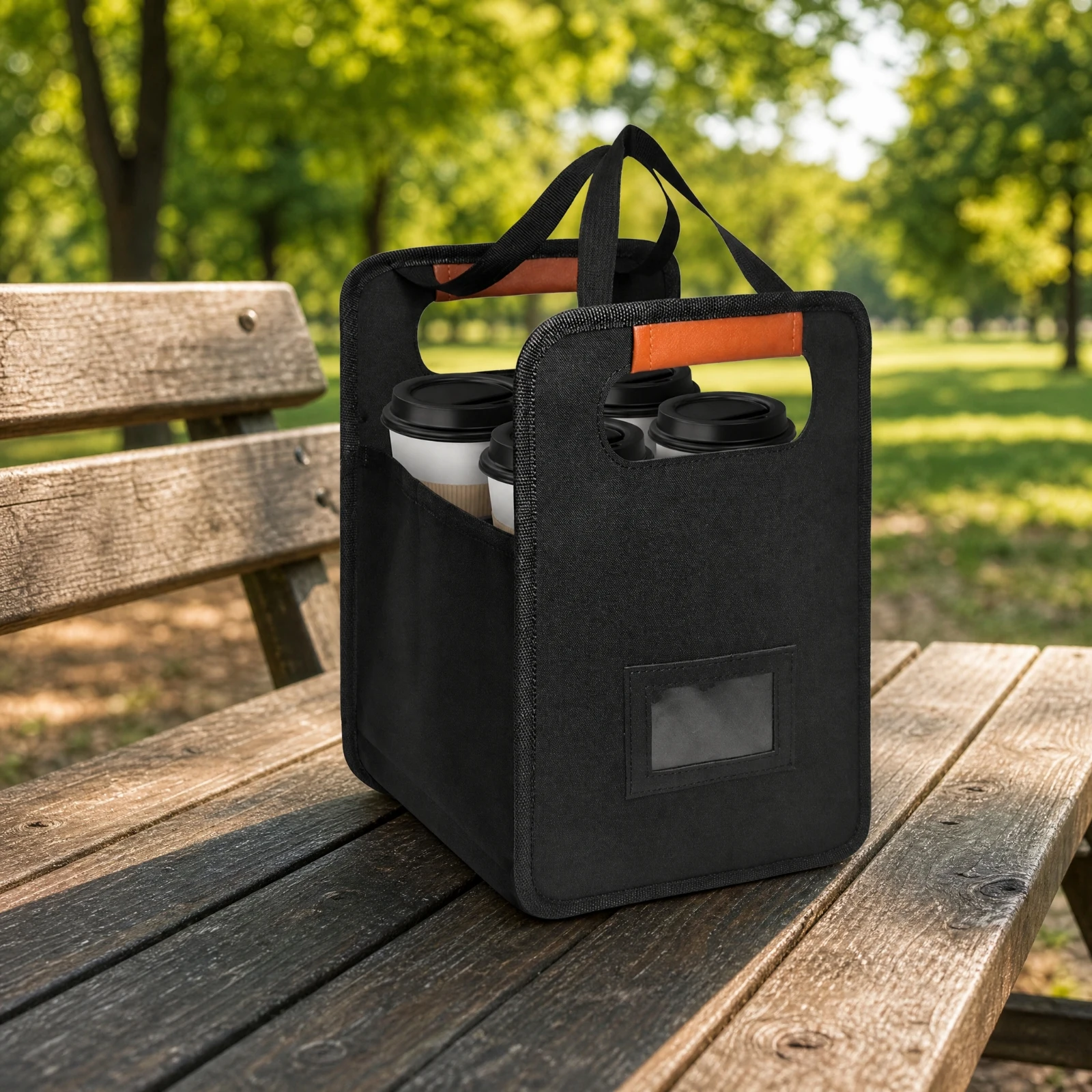 Collapsible Beverage Carrier with Adjustable Dividers Easy-Clean Beverage Delivery Bag Portable Drink Tote with Pockets Sturdy