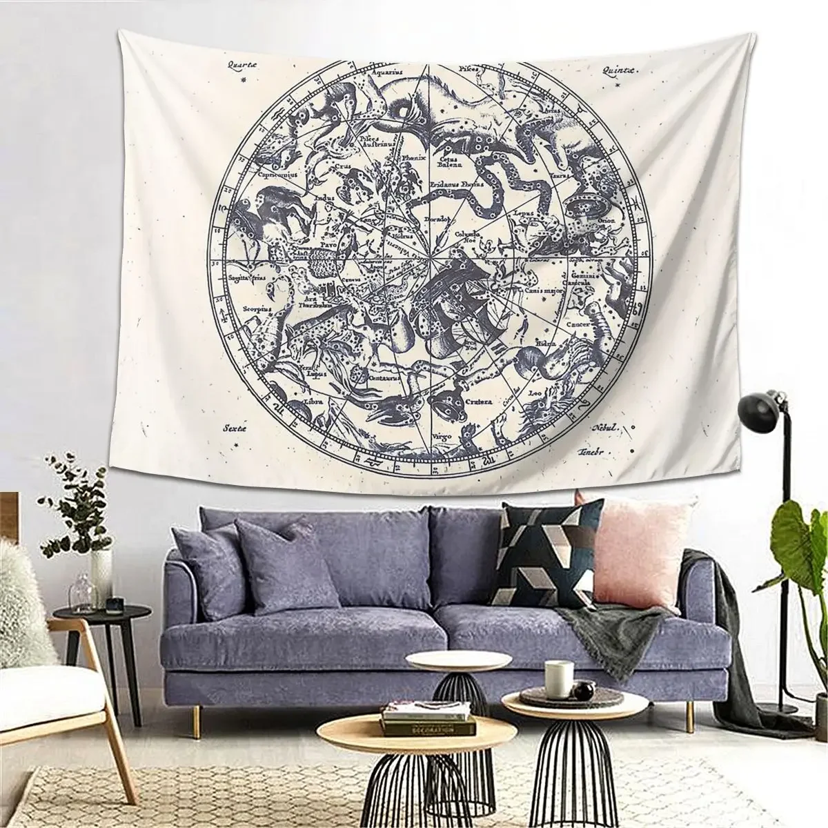 

Zodiac Star Sign Constellation Map Ink On Paper Tapestry Tapestries for Living Room Bedroom Decor Home Wall Cloth Wall Hanging