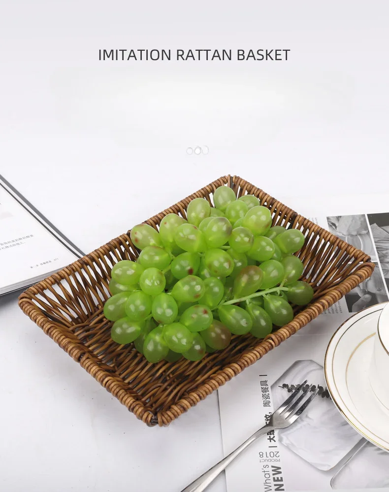 

Simple Rectangular Rattan Like Bread Basket Household Mantou Basket Hand Woven Storage Basket