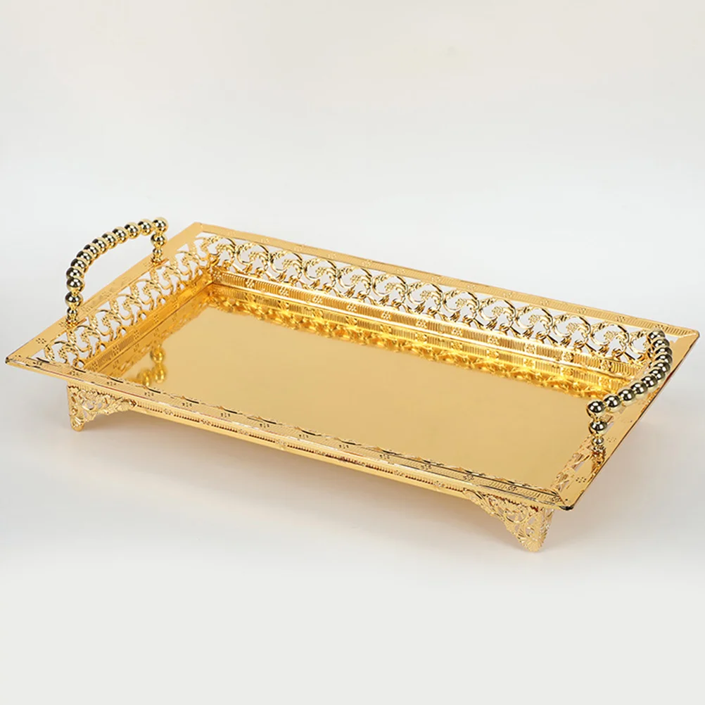 

Metal Fruit Tray Food Dish Desktop Serving Silver Corner Cabinet Household Zinc Alloy
