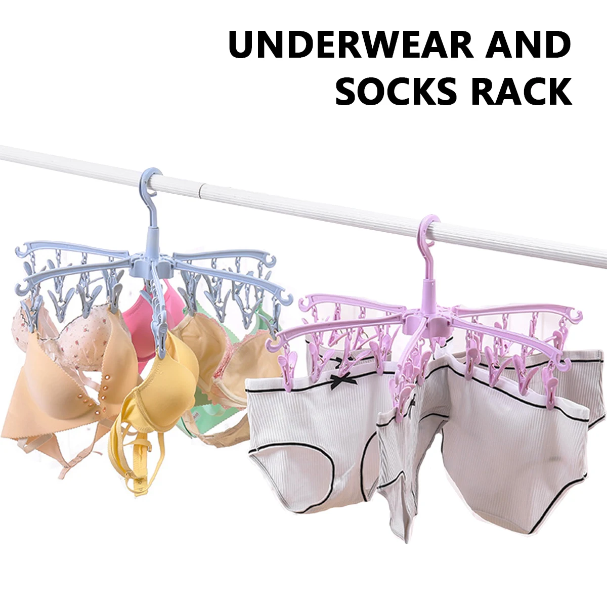 Sock drying rack 24 clips plastic foldable socks underwear drying rack family children adult portable clothes drying rack