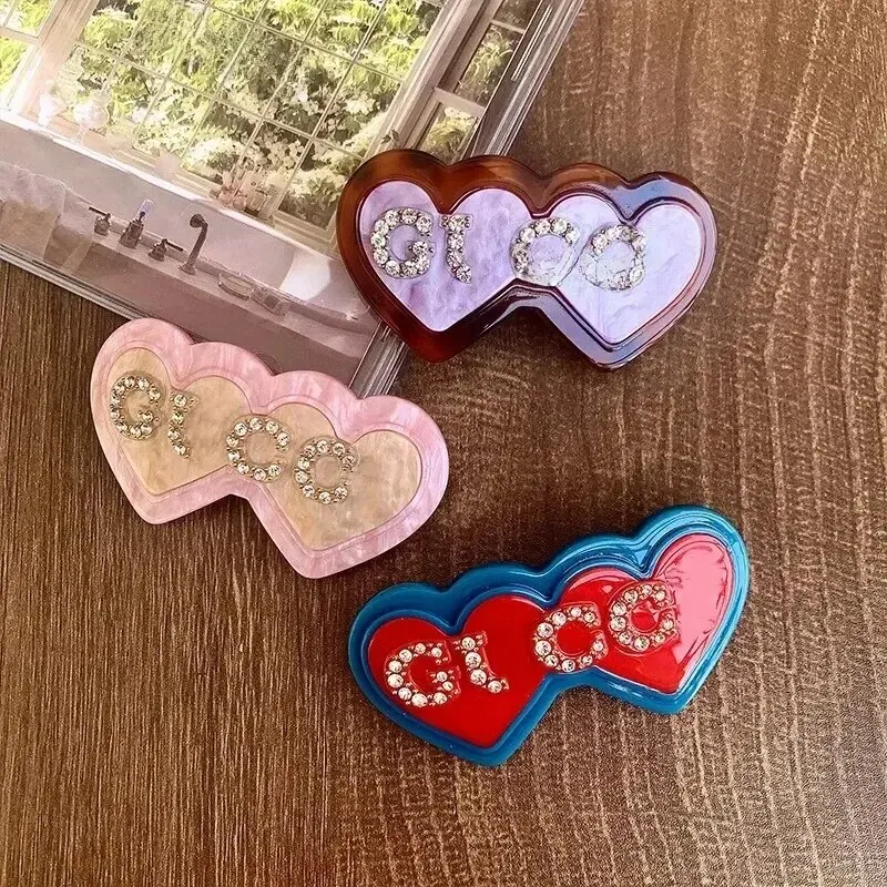 Double Love Spring Clip Letter Hair Clip Fragmented Hair Side Peach Heart Hair Accessories Liu Hai Clip French Hair Accessories