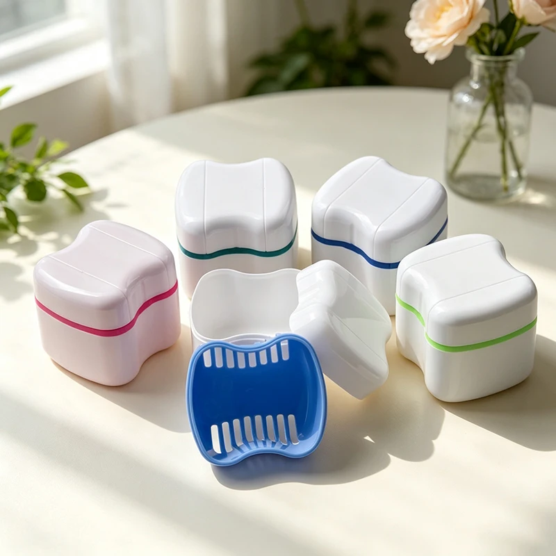 Filter Storage Box, Denture Packaging Box, European Double-Layer Full Denture Cleaning Storage Box