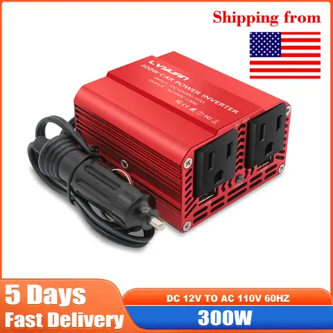 DC 12V to110V AC Car Inverter 300W DC to AC Power Converter Automatic Transformer With US Socket Dual USB Car Adapter Dropsh