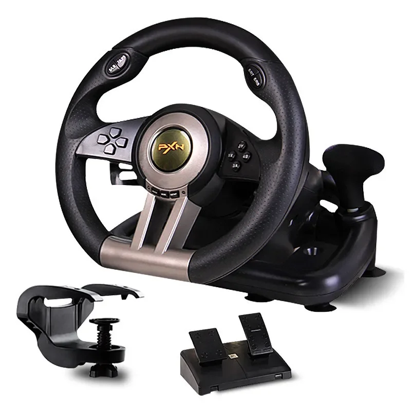 PXN V3 Pro ゲームステアリングモーター 180度回転 USB有線 ゲーマー用ステアリングホイール コントローラー ホイール振動機能付き PC/PS4/Xboxシリーズ対応