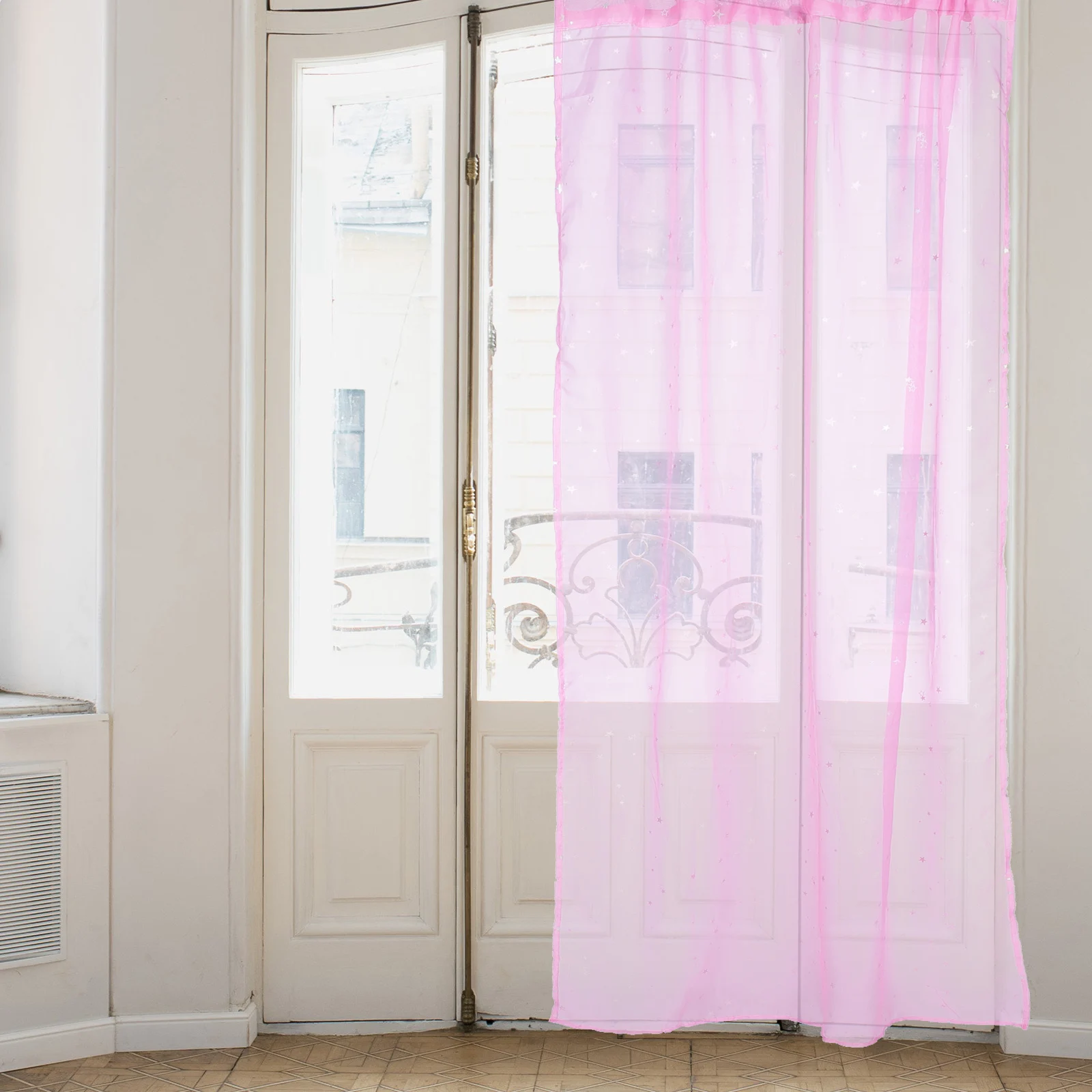 

1pcs Sheer Curtains Silver Foil Star Print Window Tulle Romantic Bedroom Voile Curtain Kids Room Lightweight Window Screening