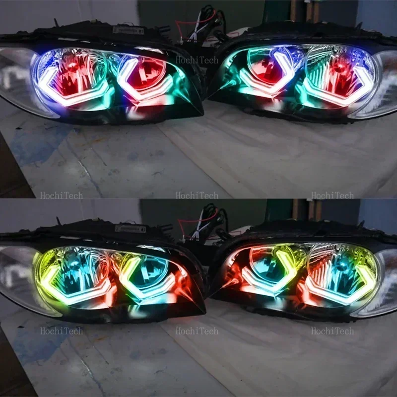 RGB متعدد الألوان حلقات الضوء APP التحكم بدوره إشارة وامض DRL LED عيون الملاك عدة لسيارات BMW 1 سلسلة E81 E82 E87 E88 2004-2013