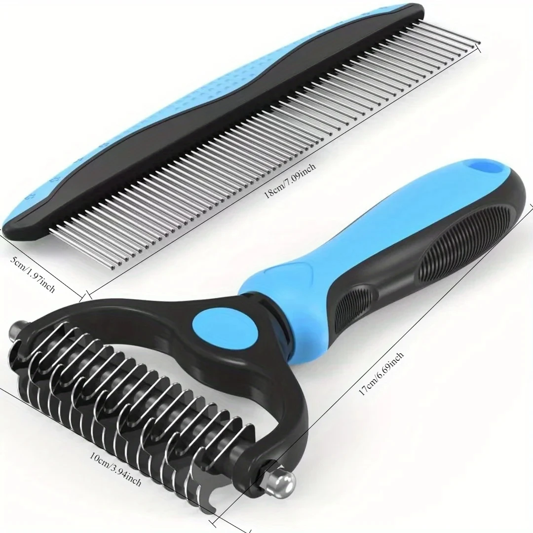 Brosse professionnelle double face pour démêler les poils des chats et des chiens, brosse de toilettage pour animaux, brosse pour enlever les nœuds et les boucles