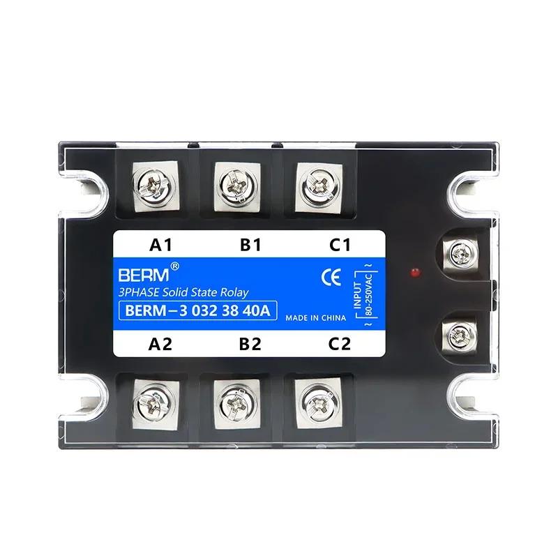 

3 Phase 10A 60A 80A 100A 150 200A SSR 80-250VAC Control 24-480V Solid State Relay AC-AC