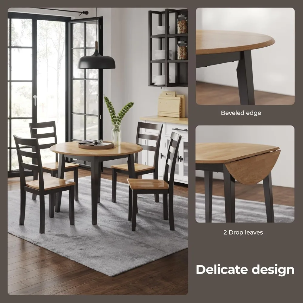 Design by Ashley Gesthaven Contemporary Dining Drop Leaf Table with 4 Legs, Light Brown & Dark Brown
