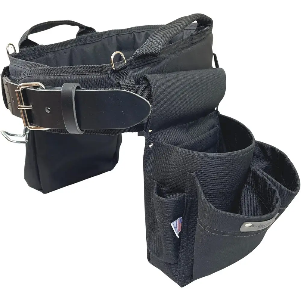 

Heavy-Duty Leather Tool Belt with Comfort Back Support and Large Bag for Carpenters, Fits 33-36 Inches