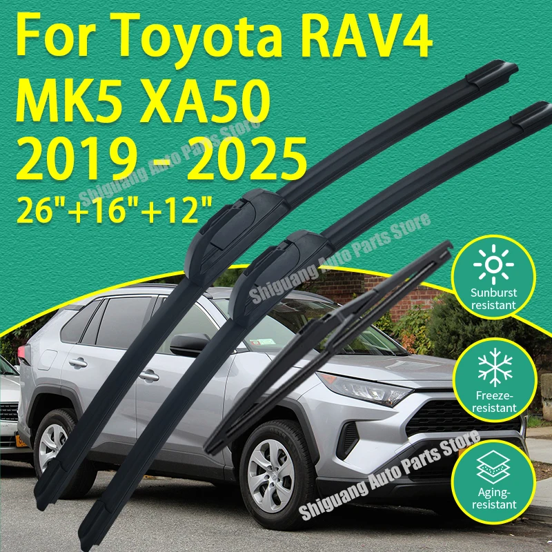 Image of Vordere und Hintere Silikonbeschichtete Scheibenwischer für Toyota RAV4 MK5 XA50 2019 - 2025 Auto-Wischer Windschutzscheiben-Wischerblätter Zubehör 2024