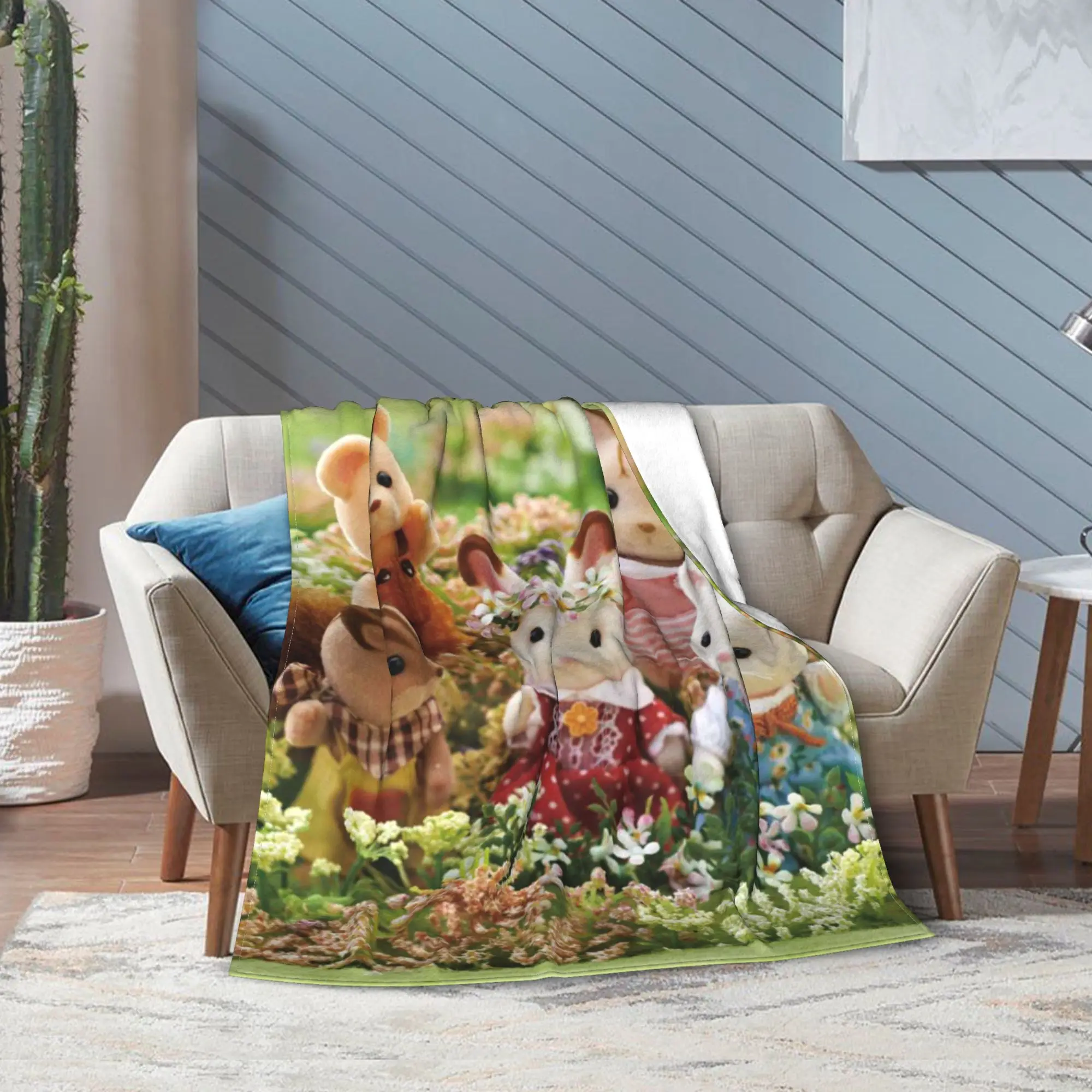 

Chocolates Rabbit Family Blanket Super Soft Warm Throw Blankets for Sofa 50x60 Inch Multi-size Quilt