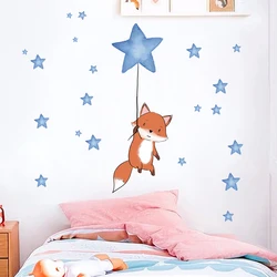 Cartoon Star Fox Wall Sticker Kids Room Decor Home Decoration for Bedroom Children's Room Wall Decals Cute Living Room DIY