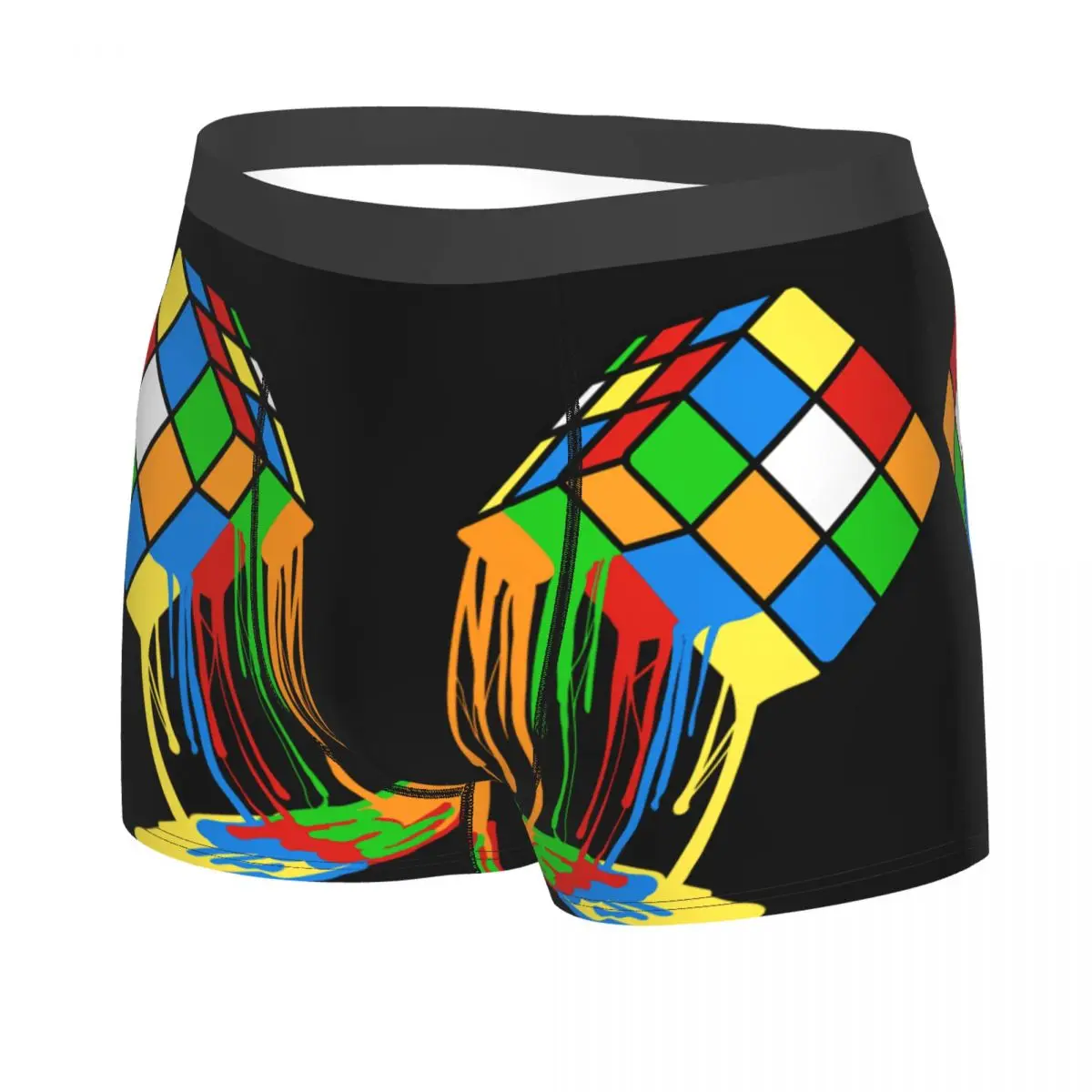 Funny Melted Cube Rubiks Boxers Shorts Panties Male Underpants Stretch Geometric Math Magic Briefs Underwear