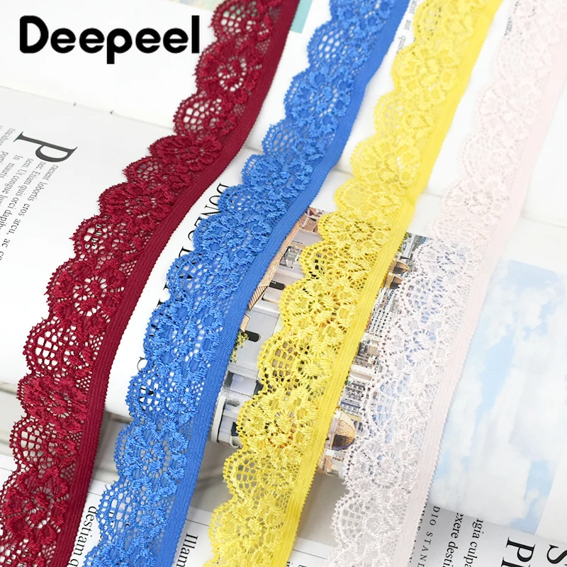 

10/20Yards 25mm Nylon Elastic Band Lace Trim Underwear Bra Strap Rubber Bands Clothes Edge Laces Stretch Tape Crafts Materials