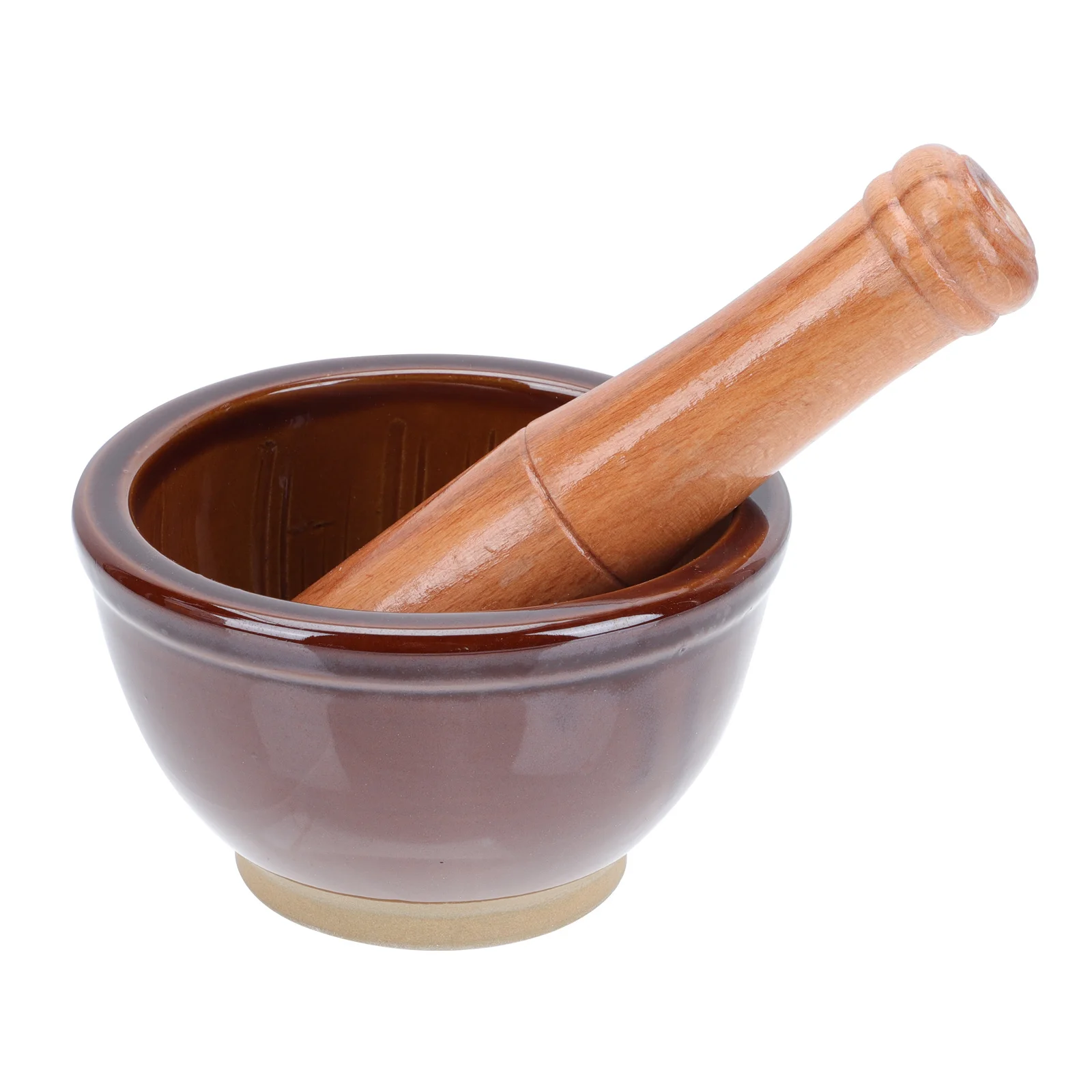 

1Set Ceramic Mortar Wooden Pestle Garlic Grinding Tool Kitchen Spice Crusher Manual Garlic Grinder Kitchen Gadget Seasoning