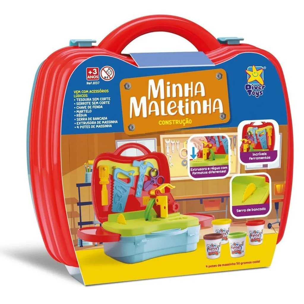 Minha Maletinha Construção C/ 11 Acessórios - Divertoys