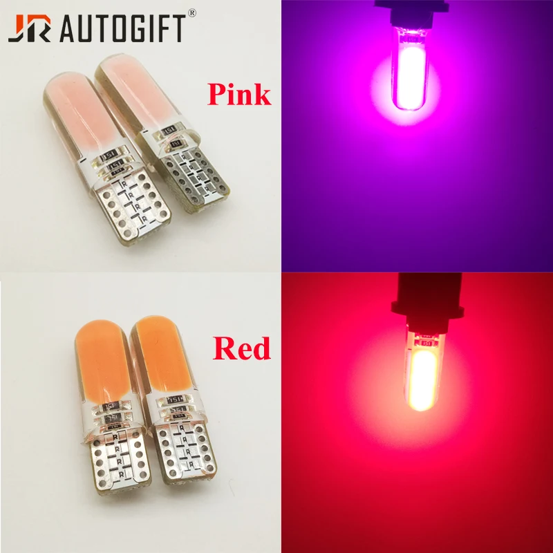 

100 шт. T10 Розовый Красный Зеленый COB 12 Чипов силиконовые 194 W5W светодиодные фонари Кремнезем Авто Парковочный фонарь 12 В 24 В светодиодные автомобильные аксессуары