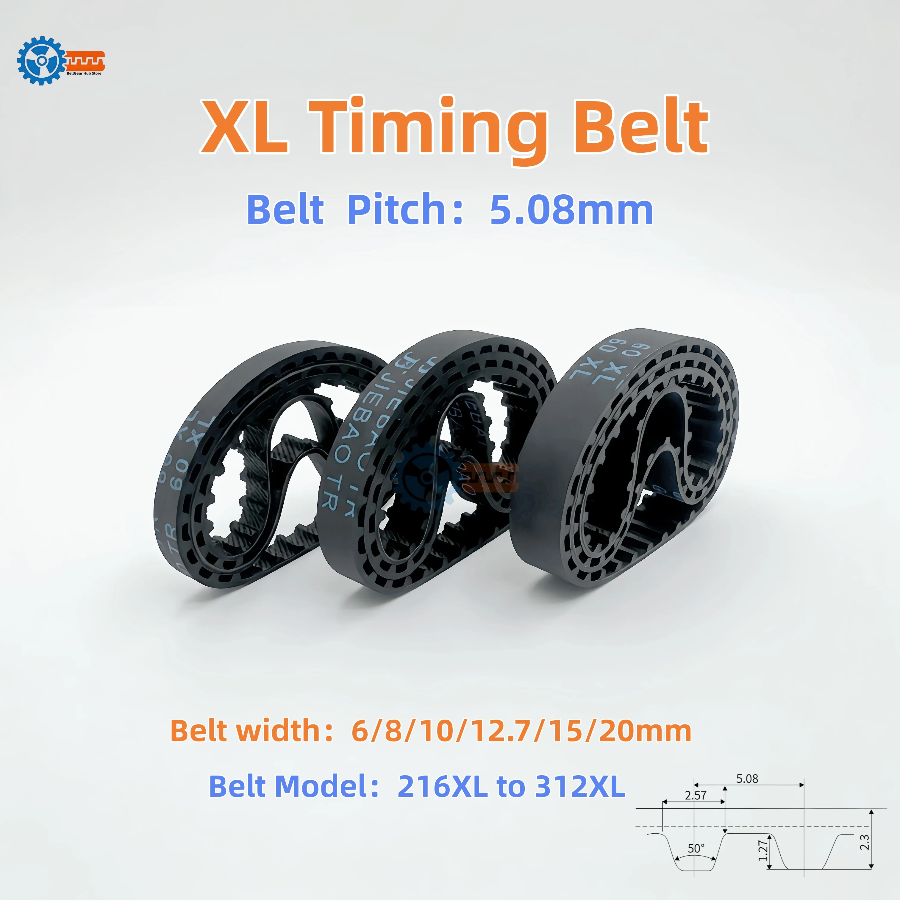 

XL Timing Belt Model 216XL 218XL 236XL 270XL 294XL 296XL 300XL 302XL to 312XL Width 6/8/10/12.7/15/20mm for CNC& 3D Printers