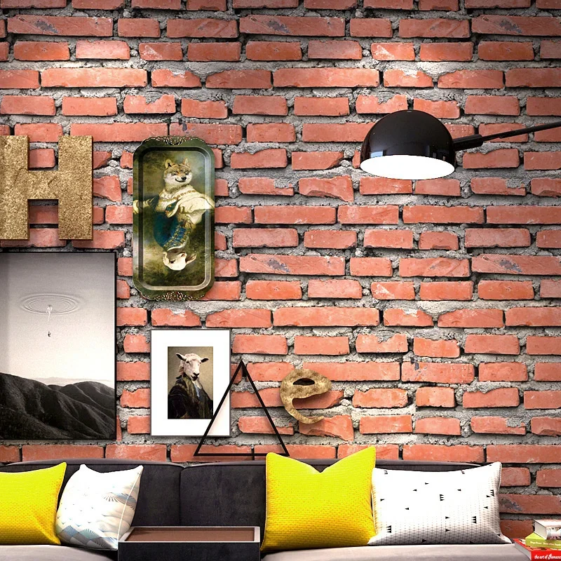 Nostalgic 3D three-dimensional simulation brick pattern red brick wallpaper Cafe Bar Restaurant red brick wallpaper