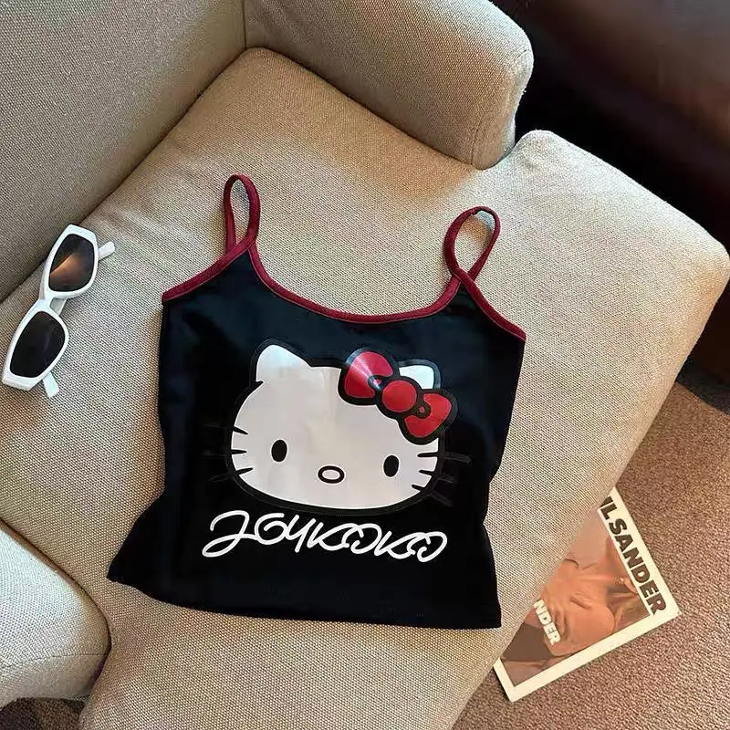 

Пижама Sanrio с героями мультфильмов «Hello Kitty» с принтом, жилет на подтяжках, новый стиль, летняя студентка, высокое качество, снаружи, горячая девушка, которую можно носить мило