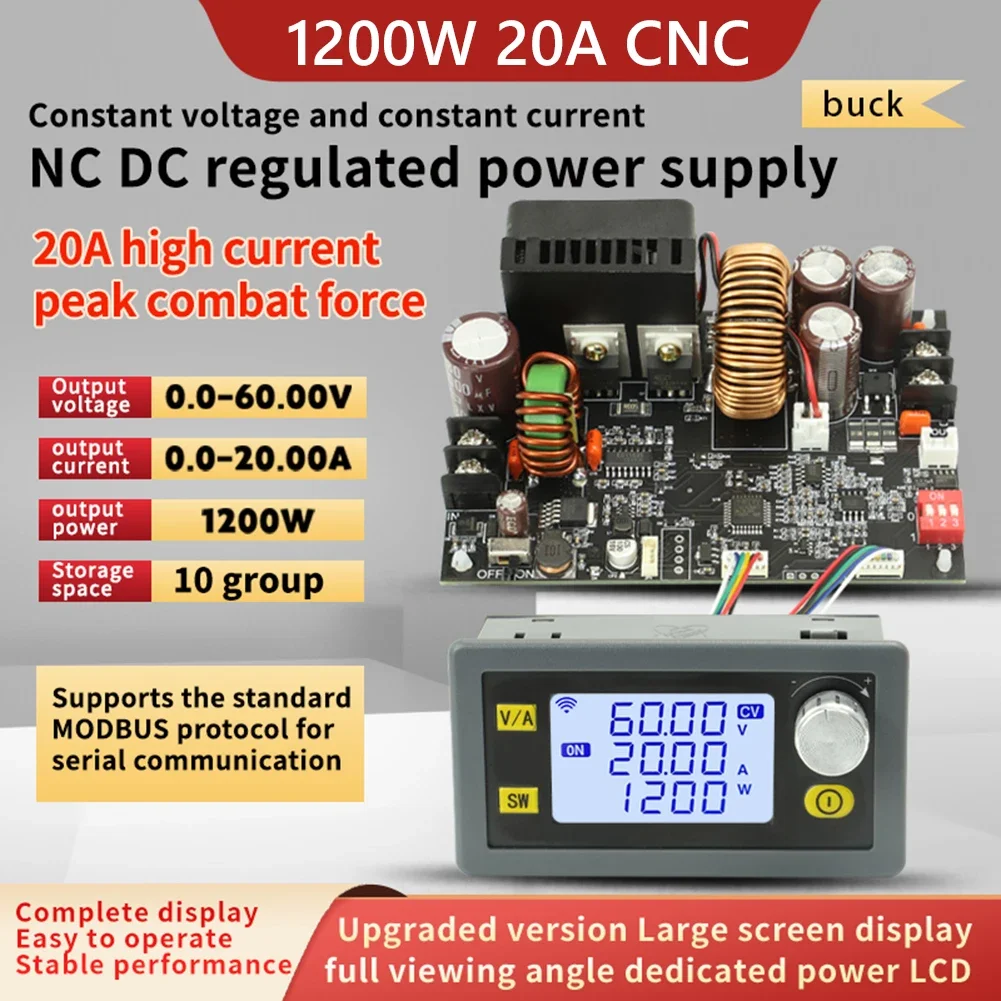 

XY6020L 60 в 20A 1200 Вт понижающий преобразователь источник питания, регулятор с ЧПУ, регулируемые стабилизаторы с ЖК-дисплеем, понижающие модули CC CV