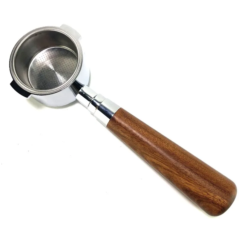 

Coffee Product 58mm Bottomless Portafilter Wooden Handle E61 EC680/other models Naked Filter Basket Espresso Machine Accessories
