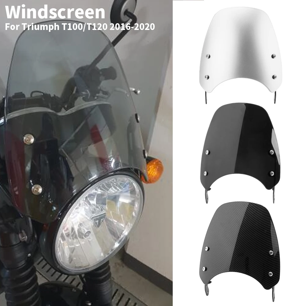 

Windscreen Windshield Fly Screen Shield Wind Deflector For Triumph T100/T120 2016-2022 Motorcycle Windshield