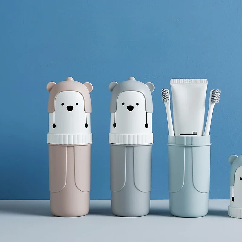 Cute Portable Toothbrush Holder Box Travel Toothbrush Cup Mouthwash Cup Toothpaste Storage Container Bathroom Outdoor Supplies