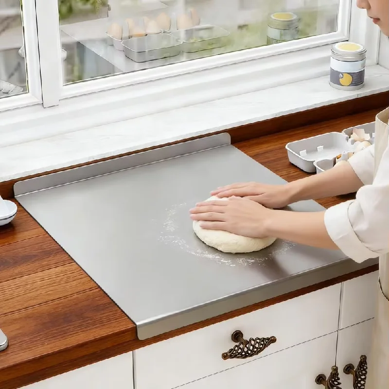 Non-Slip Stainless Steel Chopping Board Slip-Resistant Cutting Board with Anti-Slip Bottom for Meat, Bread, Vegetables, Fruits