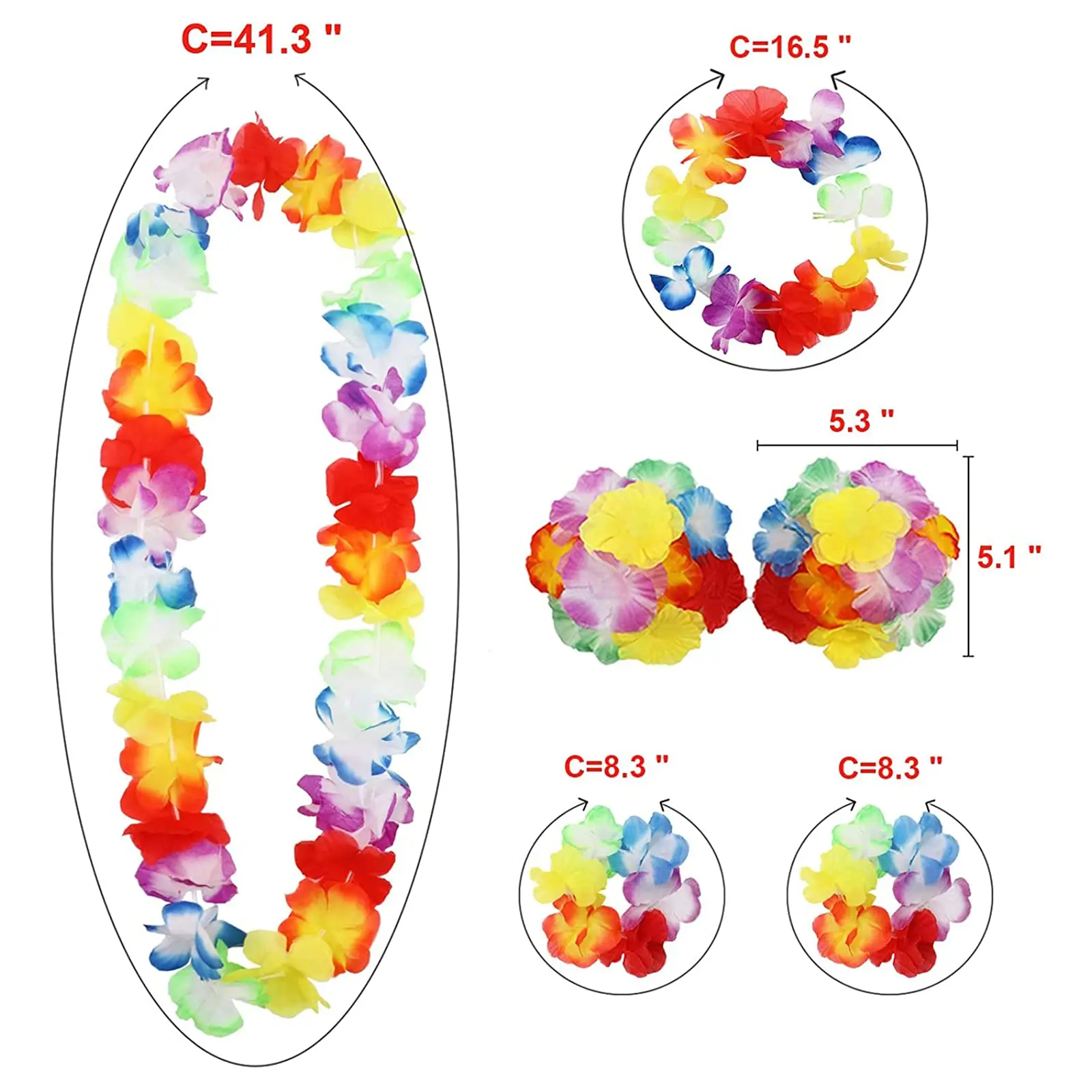مجموعة أزياء تنورة حولا مكونة من 8 قطع لحفلات هاواي لواو والرقص حولا مع بيكيني على شكل زهرة نظارات شمسية هاواي ليز لتزيين لوا