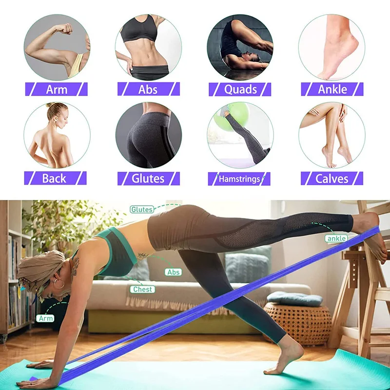 Zestaw taśm oporowych elastyczna opaska TPE 4 poziomy oporu ćwiczenia regeneracyjnego Fitness Pilates joga trening siłowy odwykowy