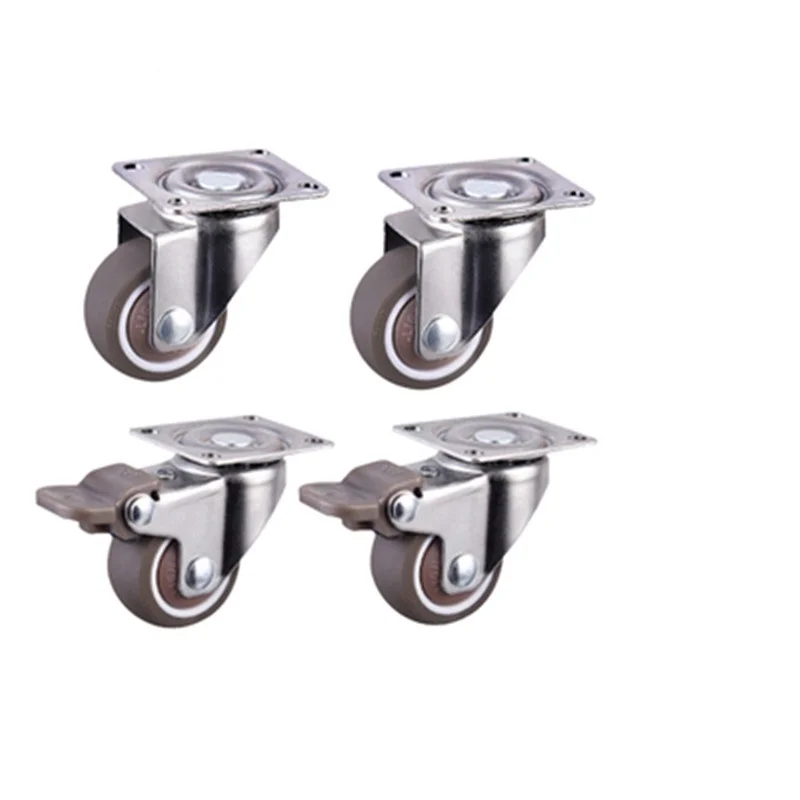 

4pcs Furniture Casters Wheels Soft Rubber Swivel Caster Silver Roller Wheel For Platform Trolley Chair Household Accessori