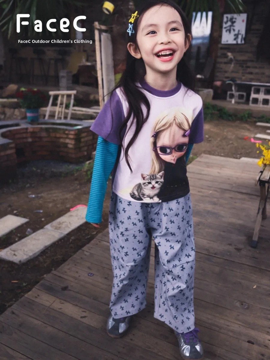 Outdoor Camping Style Long Sleeve T-Shirt for Girls Spring Autumn New Design Sensation Soft Comfortable Cotton Polyester Blend
