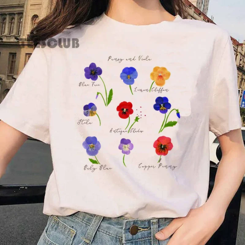 Plant Funy T-shirt Summer New INS Super Hot Botanical Print Couple T-shirt dla mężczyzn i kobiet Oversized T Shirt Graphic Tshirts