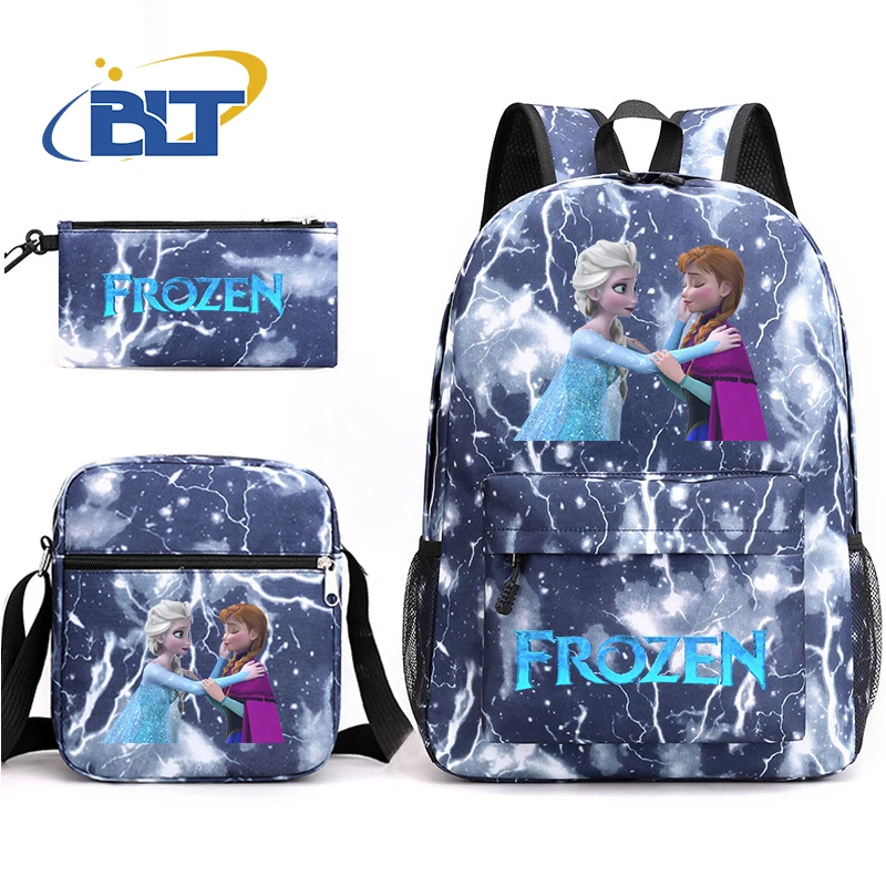 MINISO Frozen printed student school bag set children's shoulder bag backpack pencil case three-piece set