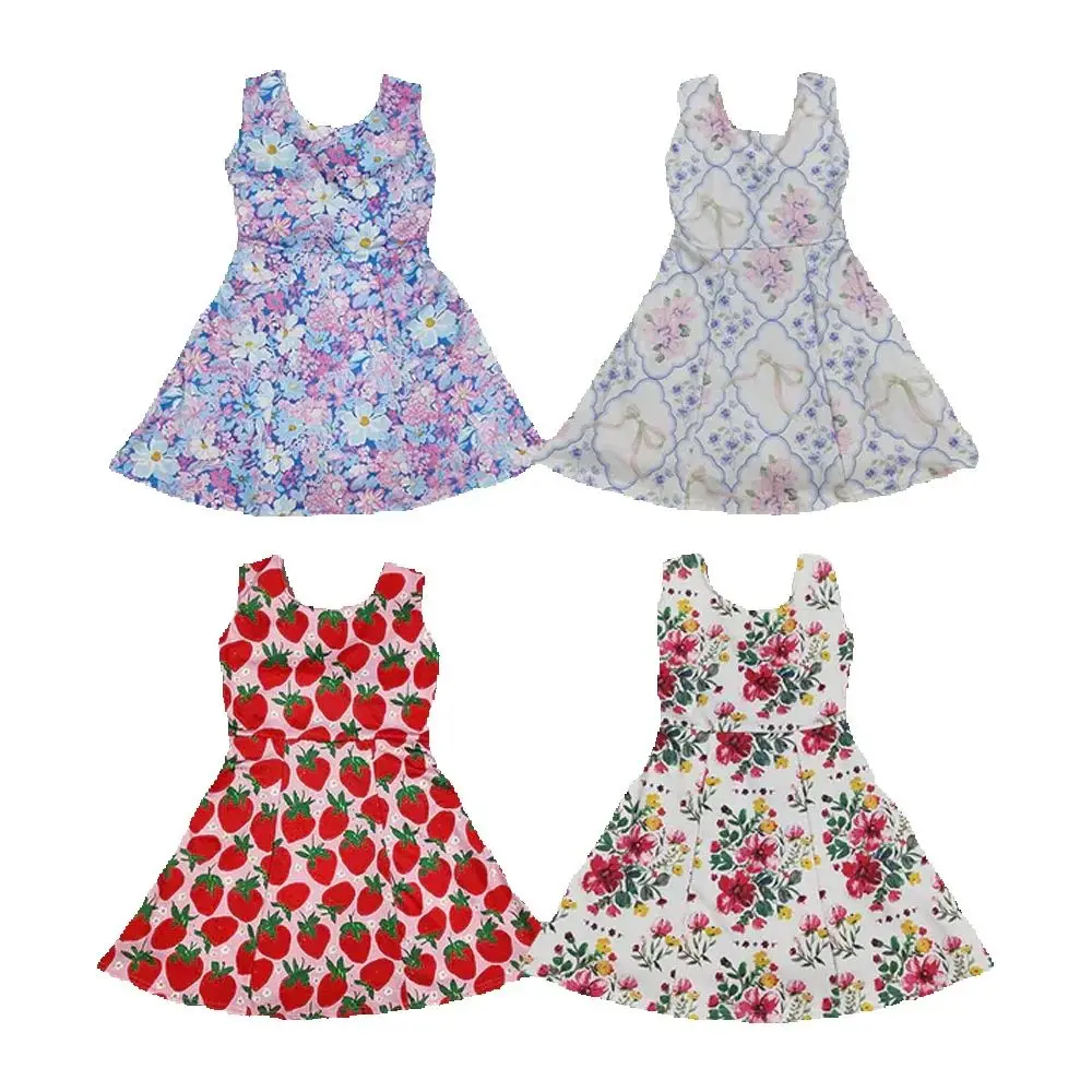 

New Hot Sale Baby Girls Swimsuits Blue Floral Active Wear Athletic Boutique Kids Yoga Designer Clothes Girls Dress Set Toddler
