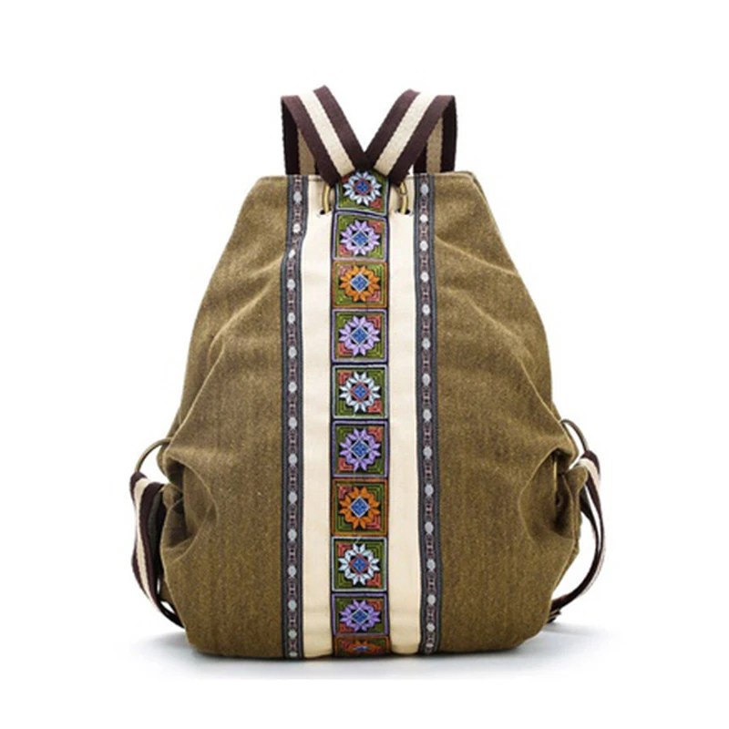 Ethnic Canvas Womens Backpack Pouch Hippie Shoulder Bag Boho Rucksack