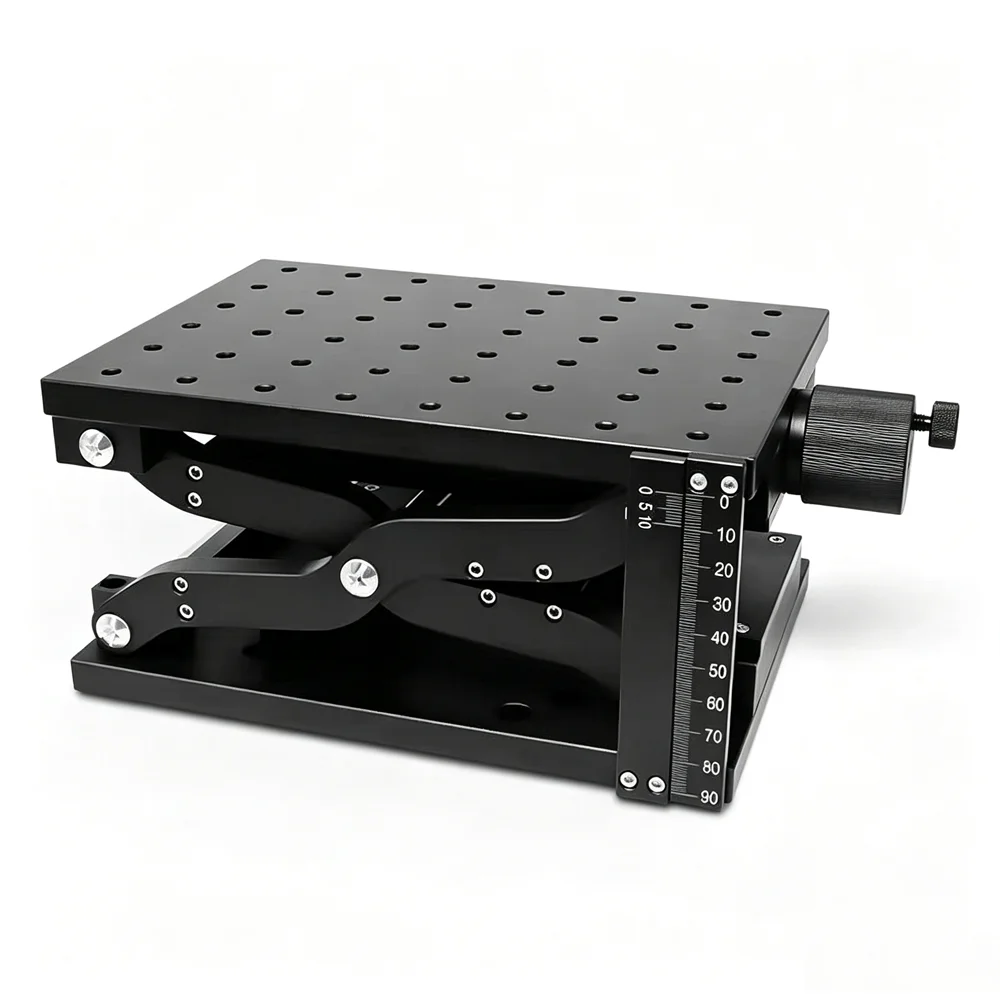 Manual displacement slide HTZ120 scissor lift platform stroke 60mm Z-axis precision fine-tuning table